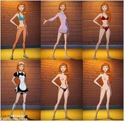 2d ai_generated ai_hands before_and_after ben_10 bottomless bottomless_female cartoony full_color gwen_tennyson gwen_tennyson_(alien_force) lingerie lingerie_bra lingerie_only lingerie_panties naked naked_female oversized_clothes slider