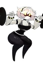alternate_costume female_only hoshoidk large_ass large_breasts murder_drones sports_bra squatting v_(murder_drones) workout