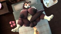16:9 4k absurd_res anal anal_sex animal_crossing anthro big_breasts big_penis breasts duo feet_up futanari genitals hi_res intersex intersex/male lying male nintendo on_back penetration penis revhearts sable_able widescreen