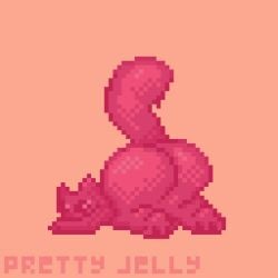 animated anus ass bite bodily_fluids cum cum_inside digital_media_(artwork) ejaculation food genital_fluids inflation inflation jelly_(food) knot knotting pixel_(artwork) prettyjelly slime solo