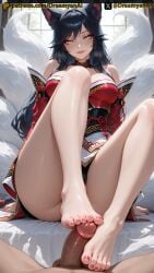 2025 ahri ai ai_assisted ai_generated anime anime_style artist_name barefoot black_hair breasts dreamyan_ai feet foot_fetish footjob fox_ears fox_girl fox_tail hi_res high_quality high_resolution highres league_of_legends patreon seductive seductive_eyes seductive_look seductive_pose seductive_smile slit_pupils smile smiling smiling_at_viewer thick_ass thick_thighs thighs uncensored white_body white_skin yellow_eyes