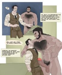balls bara beard big_penis boner devince dr._jekyll erection facial_hair flaccid gay hyde jekyll male male_only mr._hyde muscles muscular nude penis size_difference speech_bubble