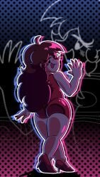 1girls 2d 2d_(artwork) 2d_artwork ass ass_focus back_view background clothing dress female female_focus female_only friday_night_funkin girlfriend_(friday_night_funkin) high_heels highlights_(coloring) long_hair looking_at_viewer looking_back lustree pose thick_thighs waving