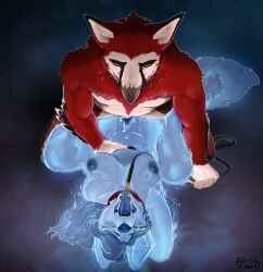 accipitrid accipitriform anthro avian beak bearded_vulture big_breasts bird blue_body bodily_fluids breasts canid canine closed_eyes collar cum cum_in_pussy cum_inside duo erection feathers female fox gavin_stien genital_fluids genitals ghost glowing glowing_body hi_res humanoid_genitalia humanoid_penis interspecies leash leashed_collar male male/female mammal old_world_vulture penetration penile penile_penetration penis penis_in_pussy red_body red_feathers sepiaflux spirit tongue tongue_out vaginal_penetration vaginal_penetration vulture