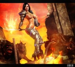 artdude41 demon female hellgate_london human no_panties tagme templar templar_(hellgate_london) topless video_games