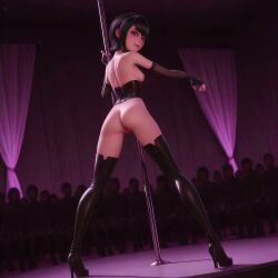ai_generated ai_generated_video ass ass_exposed ass_focus breasts_exposed breasts_out club corset dance_club dancing fingerless_elbow_gloves hotel_transylvania inviting mavis_dracula nude_female on_stage seductive strip_club stripper stripper_pole stripping tagme thigh_boots video
