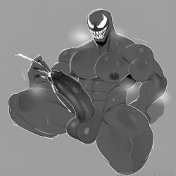 ai_generated alien ejaculation huge_cock muscular symbiote venom venom_(marvel)