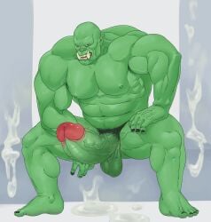 balls bara big_penis boner devince erection huge_cock male male_only muscles muscular nude orc penis sitting solo solo_male