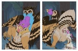 animal_genitalia avian avian_feet beak bird blue_body bluelada bodily_fluids cloaca cum death digestion disposal feathered_crest feathered_wings feathers feces fellatio feral feral_pred feral_prey galliform genital_fluids genitals green_eyes gryphon gyro_feather head_crest hi_res instant_digestion male male_pred male_prey mythological_avian mythological_creature mythology oral oral_vore paws peafowl penile penis phasianid pink_body quadruped sex tail tail_tuft tuft vore wings