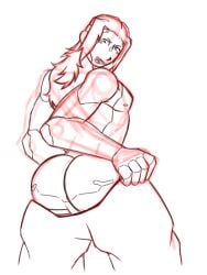 1boy 1male cybernetics cyberpunk cyborg doxiedummy gay jockstrap large_ass long_hair long_hair_male male mullet original_character pants_down saige_(doxie) sketch tooth_gap yaoi