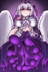 castorice_(honkai:_star_rail) feet foot_focus foot_pussy highres honkai:_star_rail honkai_(series) looking_at_viewer skai_art