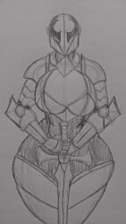 armor big_breasts breasts female hellgate_london human looking_at_viewer muscular muscular_female normalaverageguy sword templar_(hellgate_london) thick_thighs video_games