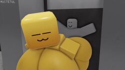1boy 1girls 3d ambiguous_penetration animated areola areolae ass ass big_breasts breasts cube_head dummy_(roblox) face_in_ass female head_between_breasts huge_breasts hyper_breasts muitetul nipples no_sound pinned_by_butt pinned_to_wall qooby rimming roblox robloxian sex tagme video