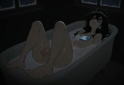 artist_request bath bathtub cellphone femboy penis