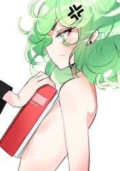 2girls book book_covering_breasts covered_breasts covered_nipples female female_focus female_only fubuki_(one-punch_man) green_hair light-skinned_female light_skin one-punch_man sleepingmarlon2 small_breasts tatsumaki white_background