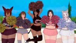 adoptive_mother armpits blue_eyes breasts breasts_bigger_than_head brown_hair brown_skin cat_ears cat_tail cheering cheerleader cheerleader_outfit cheerleader_uniform closed_eyes esperanza_(pr0x3r) evil_grin evil_smile fox_ears fox_girl fox_tail grey_hair happy hispanic huge_breasts jocasta_(pr0x3r) kitsune-san_(pr0x3r) koikatsu milf nezuko_kamado niko's_mom niko's_mom_(oneshot) oneshot open_mouth pom_poms pr0x3r red_eyes skirt smiling smiling_at_viewer thick_thighs voluptuous voluptuous_female whisker_markings whiskers white_body white_skin