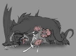 2_penises animal_genitalia animal_penis anthro anthro_on_feral avian balls beak bird blinders bodily_fluids bodyjob capcom claws collar cum darkke_(darkkedusk) digital_media_(artwork) diphallism duo einin ejaculation equine_genitalia equine_penis erection eyewear feathers feral flared_penis flying_wyvern frottage fur genital_fluids genitals hi_res hugging_penis hybrid_genitalia hybrid_penis knot knotted_equine_penis knotted_penis looking_at_another looking_back looking_pleasured male male/male monster_hunter multi_genitalia multi_penis nargacuga nude penile penis sex sheath simple_background size_difference size_play small_dom_big_sub tail tongue wings zoophilia