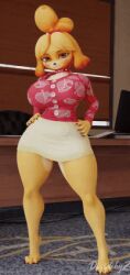 3d_animation animated animated_gif dividebyzero female furry furry_female gif isabelle_(animal_crossing) lowres shaking_hips spiked_choker