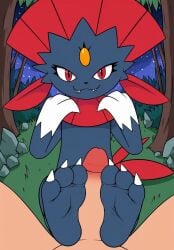 ai_generated feet foot_fetish foot_play footjob happy nails nintendo pawjob paws pokemon pokemon_(species) pov trainer uncensored weavile