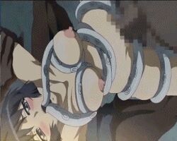 animated animated_gif breasts gagged hentai hips lowres male_monster nipples penis screenshot shoujo_senki_soul_eater tentacle tentacles