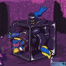 1:1 balls bound corruption dragon genitals goo_creature hi_res horn hypnosis kuromaru latex living_latex male mind_control mythological_creature mythological_scalie mythology penile penis penis_milking scalie tagme tail trapknight vacuum_cube visor