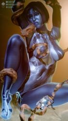 3d bad_end blue_body blue_eyes blue_hair corruption cortana duskyart feet halo halo_(game) halo_(series) tagme tentacle the_flood