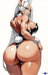 1girls ai_generated big_ass boku_no_hero_academia brown_skin bunny_ears bunny_girl bunny_tail bunnysuit color female female_only fit_female huge_ass long_hair looking_back miruko muscular muscular_female my_hero_academia playboy_bunny priestofart red_eyes rumi_usagiyama simple_background smirk solo_female solo_focus tagme tagme_(artist) tagme_(character) thick_thighs watercolor watermark white_background white_hair