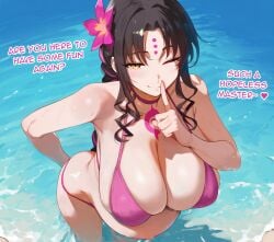 1girls ai_generated big_ass big_breasts breasts bust busty chest curvaceous curvy curvy_figure dialogue digital_media_(artwork) english_text fate/grand_order fate_(series) female henrik_n hips hourglass_figure huge_ass huge_breasts large_ass large_breasts legs light-skinned_female light_skin long_hair looking_at_viewer master master_and_servant mature mature_female nasuverse offscreen_character offscreen_male pregnant servant sesshouin_kiara sesshouin_kiara_(swimsuit_mooncancer)_(fate) slim_waist text thick thick_hips thick_legs thick_thighs thighs type-moon voluptuous waist wide_hips