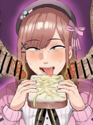 1girls 2boys big_penis blush bread censored clothed clothed_female_nude_male clothing cum_addict cum_as_food cum_eating cum_on_food cumming cumming_together eating_cum eating_food ejaculation enjoying erect_penis erection eyes_rolling_back food food_play huge_cock large_penis licking_cum nijisanji open_mouth penis seiou_dewako smegma smegmafied_cum smell smelly smelly_cock suzuhara_lulu sweatdrop threesome tongue tongue_out veiny_penis virtual_youtuber wanting_cum wanting_more