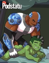 2boys anal_sex beast_boy bigger_dom_smaller_sub bulge clothed_male_nude_male cmnm cybernetic_limbs cyborg cyborg_(dc) dark-skinned_male dark_skin dc dc_comics garfield_logan gay gay_anal gay_domination gay_sex green_hair green_skin male male_only male_penetrated male_penetrating male_penetrating_male podstatu sex size_difference teen_titans yaoi