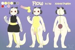 animal_genitalia animal_penis anthro arm_wraps black_clothing bottomwear claws clothed clothing collar equine_genitalia equine_penis erection flaccid genitals hi_res horn jm-luxro kobold long_tail male model_sheet nude penis rear_view red_eyes scales scalie shorts solo tail thick_thighs white_body white_scales wide_hips wraps yellow_body yellow_scales