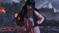 1girls breasts female goth makeup nude posing pussy reina_mishima tekken