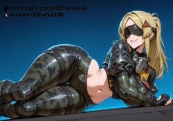 ai_generated blonde_hair etunazai female military_uniform ponytail trigger_(zenless_zone_zero) zenless_zone_zero