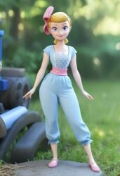 3d ai_generated blonde_hair blue_eyes bo_peep clothed disney looking_at_viewer pixar smile solo standing toy_story toy_story_4