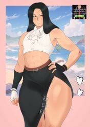 1boy 1gear 1other abs amab america any/all arc_system_works beach black_hair built bulge chest dress enby exposed exposed_midriff femboy feminine_male gloves goth guilty_gear guilty_gear_strive hand_on_hip hidden huge_thighs johnv kissable_lips lickable meme midriff muscular nonbinary red_eyes skirt sleeveless sleeves smile smug solo straight_hair testament_(guilty_gear) thicc thick_thighs thighs tight_clothing tight_fit tummy twink wide_hips