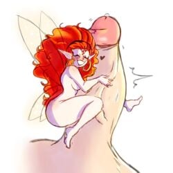 big_breasts breasts earrings fairy female long_hair male nude nude_female oc original_character penis pointy_ears princesskari red_hair size_difference tiny wings