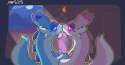 ambiguous_gender animal_genitalia animated bedroom_eyes blue_body blush bodily_fluids chillet chillet_ignis duo equine_genitalia feral genitals holding_penis licking looking_at_viewer male matchesyashi narrowed_eyes night oral pal_(species) palworld penile penis penis_lick pink_body pocketpair saliva seductive sex throbbing throbbing_penis tongue