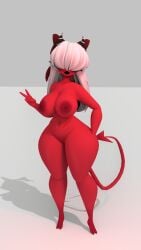 1girls 3d barefoot black_lipstick blender breasts breasts_out choker completely_nude completely_nude_female demon_tail female female_only full_body hair_covering_eyes hand_on_hip horns naked naked_female nude nude_female pussy_out red_skin solo solo_female tail v_sign vrchat_model white_hair zera_(pogchampion019)