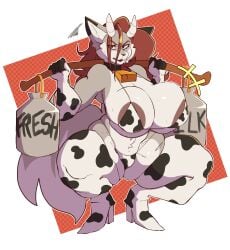 big_breasts breasts cleavage cow_print female furry huge_breasts pokebraix tagme thick_thighs wide_hips