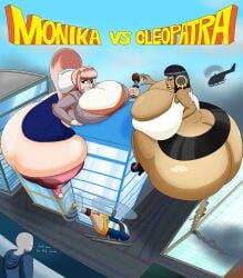 big_ass big_breasts breasts bubble_butt cleavage cleopatra_smith female huge_ass huge_breasts justin_(user3345) macro monika_(doki_doki_literature_club) pokemon pokemon_(species) tagme thick_thighs user3345 wide_hips