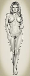 actress areolae black_and_white bush busty celebrity dafne_keen female_pubic_hair full_body fully_nude hairy hairy_pussy idrawnudeladies large_breasts long_hair monochrome naked_female pinup pubes pubic_hair pussy real_person wide_hips younger_female
