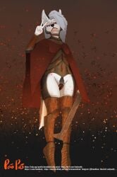 absurd_res animal_genitalia animal_pussy anthro armor ash_(disambiguation) bottomless bronze_armor canid canid_demon canine canine_genitalia canine_pussy canis cape clothed clothing crimsoncolored demon female fire floating furry genitals gesture hand_gesture hell hellhound helluva_boss hi_res looking_at_viewer loona_(helluva_boss) mammal melee_weapon mythological_canine mythological_creature mythology pussy solo sword v_sign weapon wolf