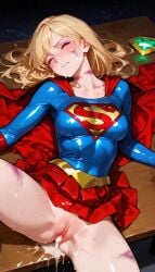 after_sex ai_generated bruised bruised_leg cum_in_pussy kryptonite raped supergirl superheroine
