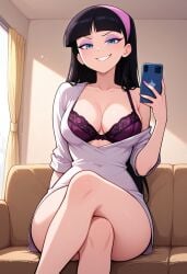 1girls ai_generated big_ass blue_eyes breasts etchigirls female large_breasts nickelodeon self_upload sundress sunhat the_fairly_oddparents trixie_tang wide_hips
