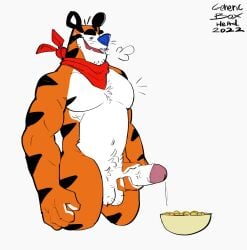 anthro balls bara boner erection frosted_flakes furry genericboxhead male male_only muscles muscular nude penis solo solo_male tiger tony_the_tiger