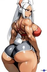 1girls ai_generated big_breasts boku_no_hero_academia brown_skin bunny_ears bunny_girl bunny_tail color dolphin_shorts female female_only fit_female huge_ass huge_butt long_hair looking_away miruko muscular muscular_female my_hero_academia priestofart red_eyes rumi_usagiyama sideboob simple_background solo_female solo_focus spandex tagme tagme_(artist) tagme_(character) thick_thighs watercolor watermark white_background white_hair