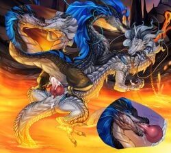 animal_genitalia black_body black_claws black_horn black_scales blue_body blue_claws blue_fur bodily_fluids claws cum dragon duo eastern_dragon female feral fur genital_fluids genital_slit genitals hi_res horn hybrid knot male male/female mythological_creature mythological_scalie mythology oral oral_penetration penetration penis pink_knot pink_penis scales scalie vaginal_penetration vaginal_penetration ventral_scales white_body white_scales zortie