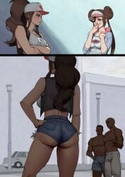 2025 2boys 2d 2girls blacked bnwo booty_shorts convincing female generic_dark-skinned-muscular_male hilda_(pokemon) implied_sex male pokemon rosa_(pokemon) tagme wjs07