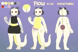 anthro arm_wraps black_clothing bottomwear claws clothed clothing collar erection genitals hi_res horn jm-luxro kobold long_tail male model_sheet nude penis rear_view red_eyes scales scalie shorts slit_penis solo tail tapering_penis thick_thighs white_body white_scales wide_hips wraps yellow_body yellow_scales