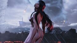 1girls breasts goth makeup nude posing pussy reina_mishima tekken